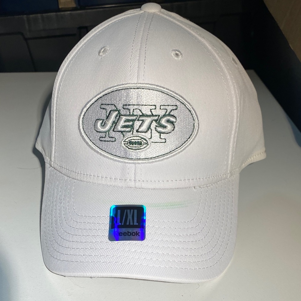 New York Jets NFL Men’s Reebok Chain Gang White Flex Cap Hat L/XL